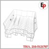 White metal dishwasher rack with multiple vertical slots for utensils and plates at an angle.